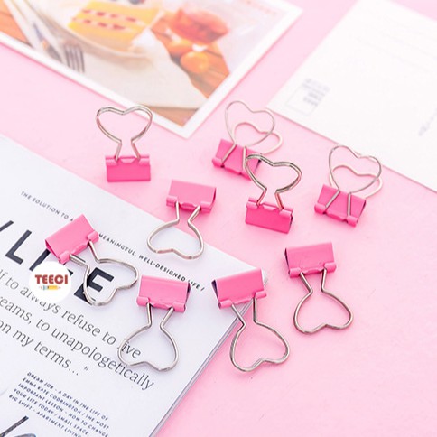 <Ảnh Thật Shop Chụp> Kẹp Bướm Kim Loại Giữ Giấy Ghi Chú Tài Liệu Đánh Dấu Sách Đồ Dùng Hình Trái Tim Độc Lạ D090