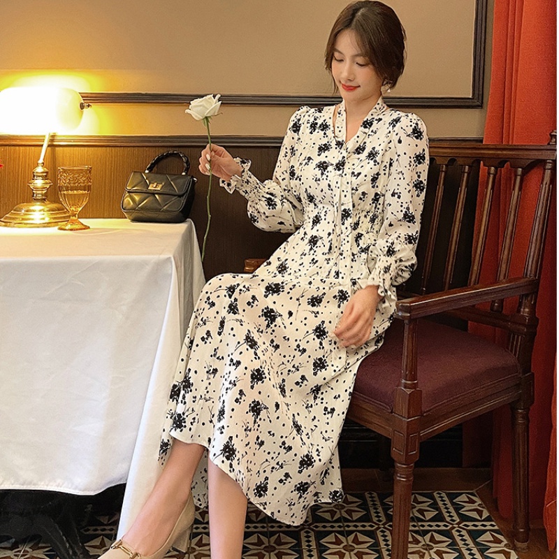 Đầm Hoa Dáng Ôm Thời Trang Mùa Thu Phong Cách Hàn Quốc Cho Nữ