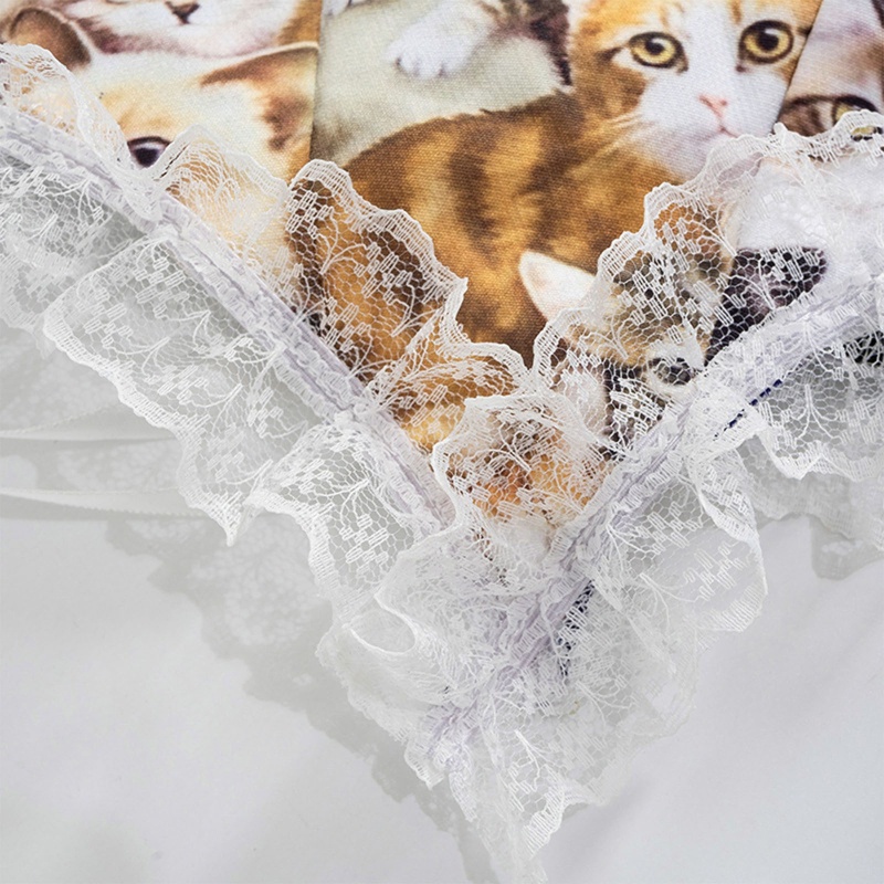 Áo Nịt Ngực Ren Polyester Bản Rộng In Họa Tiết Mèo Phong Cách Gothic Cho Nữ