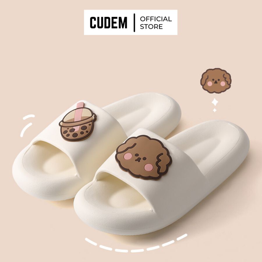 Dép nữ quai ngang đi trong nhà hình Gấu Cafe dày dặn, êm ái D2