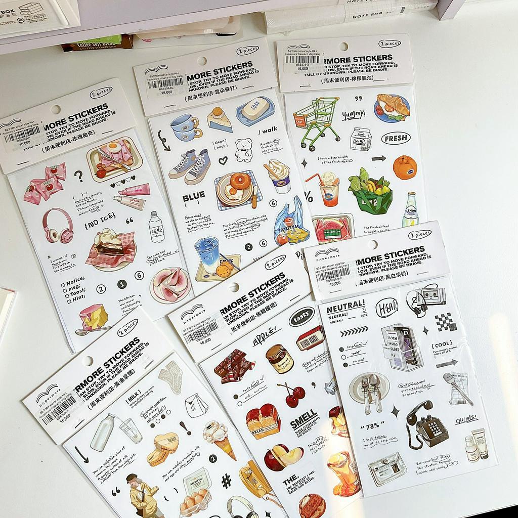 Bộ 2 tấm sticker style Hàn Papermore Weekend vlog trang trí sổ tay journal | BSB308