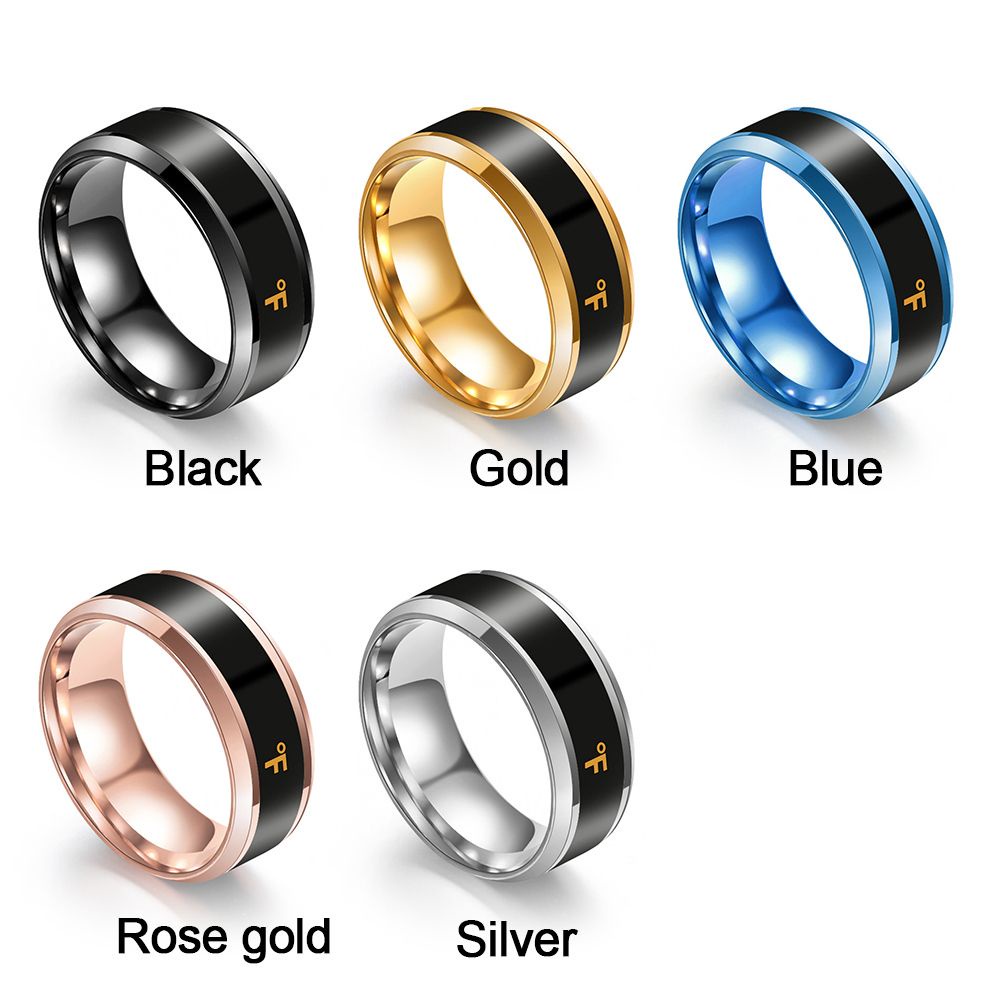 Nhẫn Đo Nhiệt Độ Điện Tử Thông Minh Bằng Thép Không Gỉ Nhiều Màu Sáng Tạo Cho Nam Và Nữ