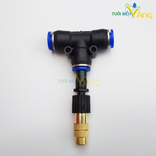 Set 10 đầu tưới phun sương đồng 1 cửa kèm chân tê 8mm