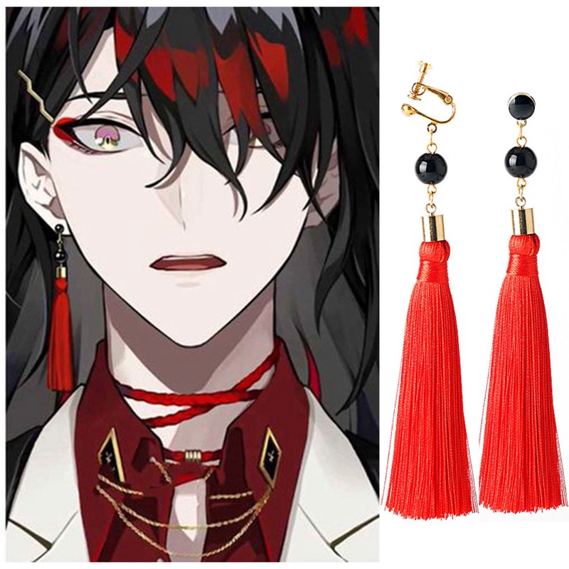 1 Khuyên Kẹp Tai Tua Rua Đỏ Hóa Trang Anime Luxiem