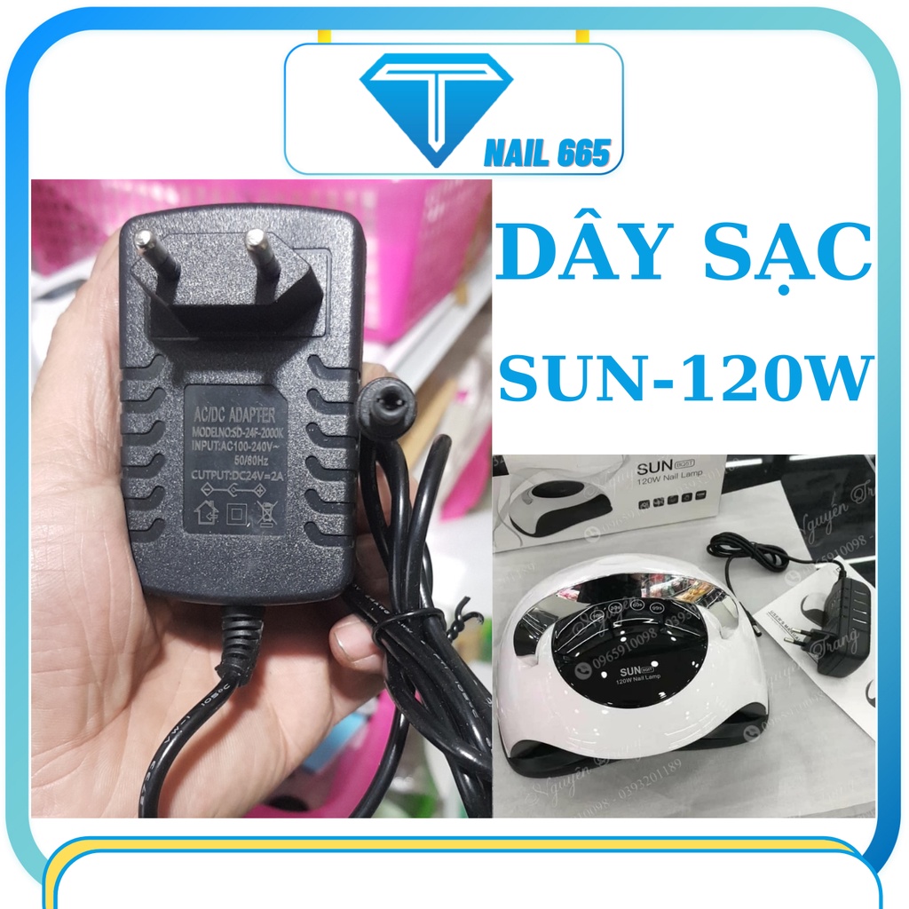 Dây sạc máy hơ gel , Dây sạc máy hơ sun5plus ,T2 ,72W , T3 , loại sịn