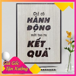 [Độc Lạ] Tranh treo tường bằng Gỗ handmade khắc laser chữ slogan tạo động lực