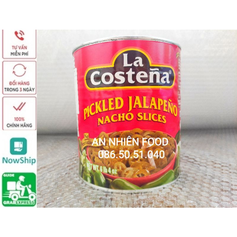 Ớt Ngâm Cắt Lát Nacho Jalapeño Lacostena Mexico hộp 2.75KG