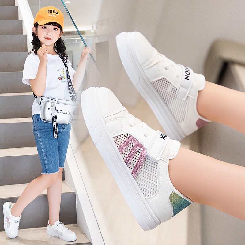 Giày Thể Thao Phối Lưới Thoáng Khí Phong Cách Mới 2022 Cho Bé Gái