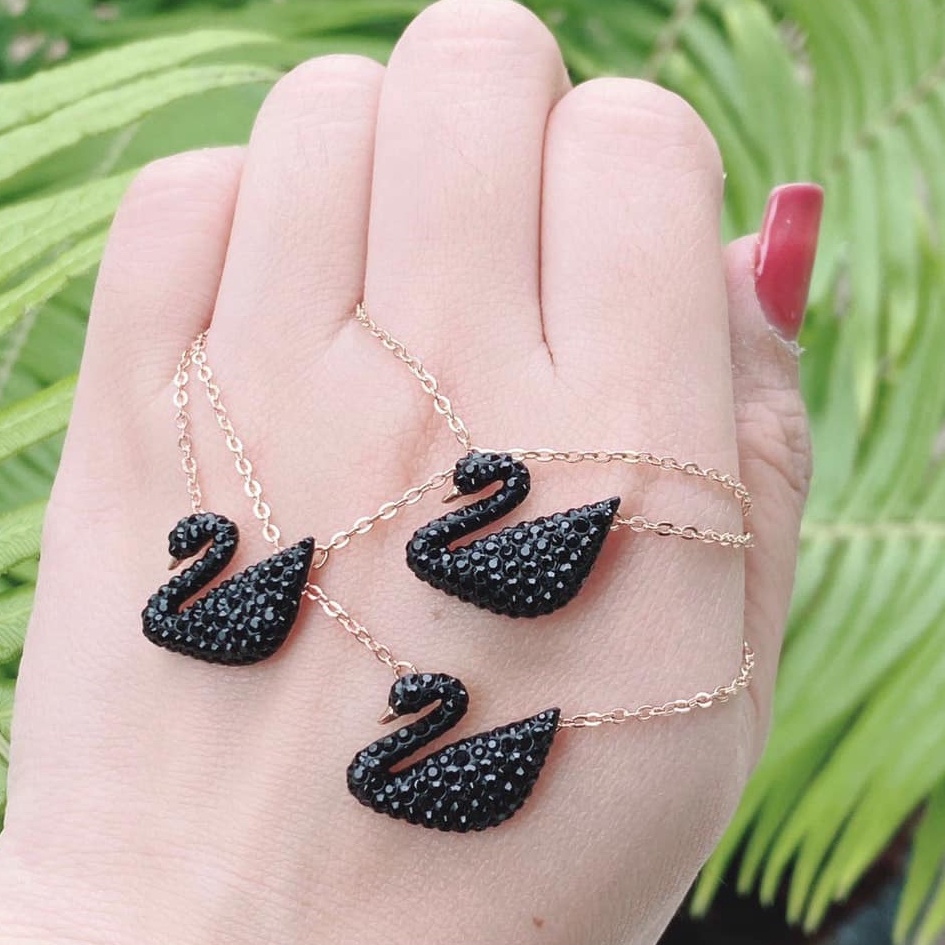 MẶT TO / ĐỦ BILL / FULLBOX+TAG - Dây Chuyền Thiên Nga Đen Swarovski