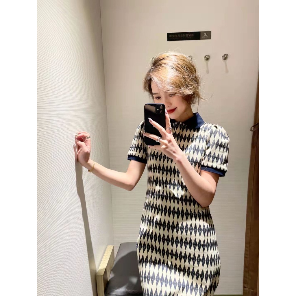 Đầm cổ polo phong cách retro thời trang hè 2022 cho nữ wu02s7ee2000