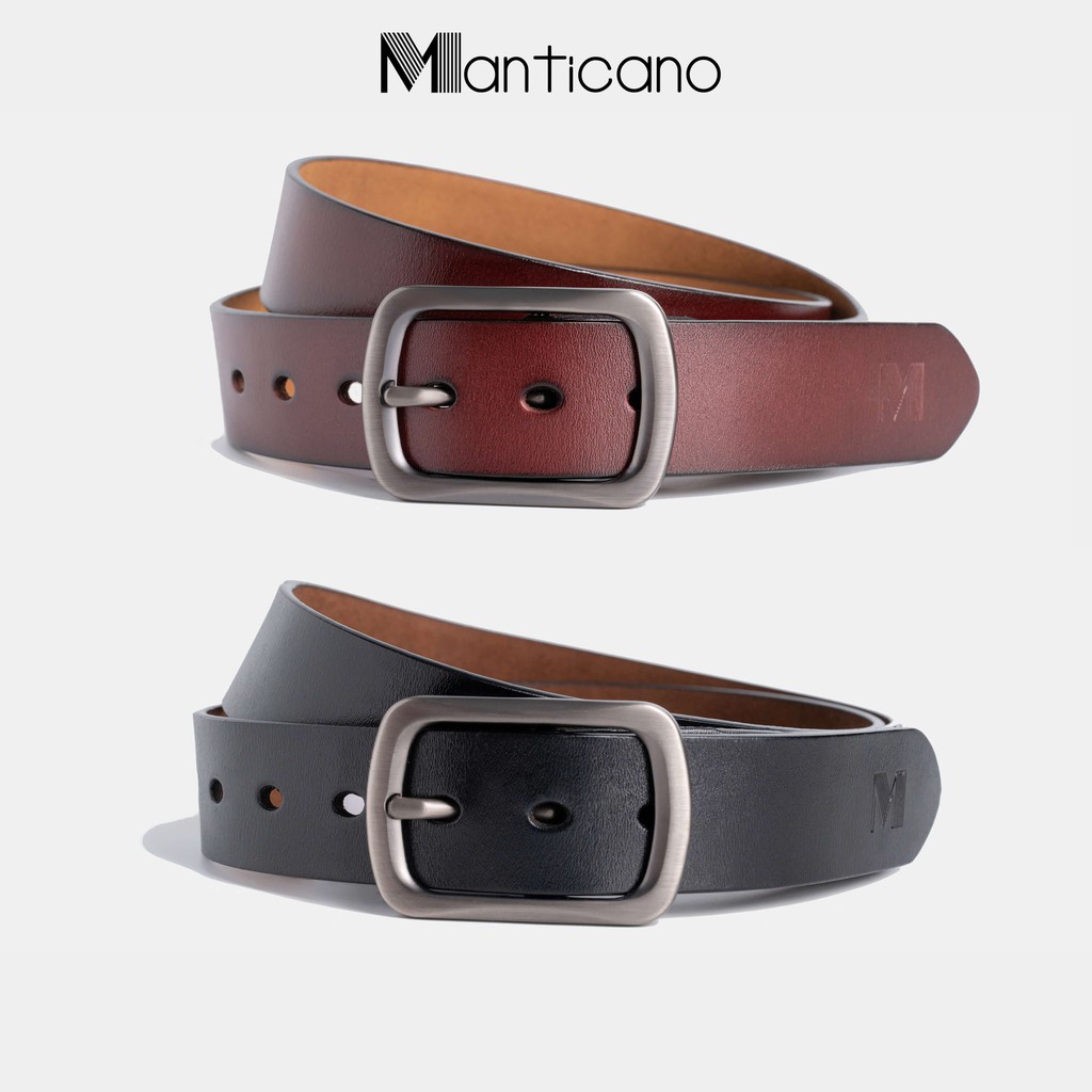 Thắt lưng nam Manticano da bò nguyên miếng cam kết da thật 100%, dây nịt da nam Cao Cấp - Hàng nhập khẩu