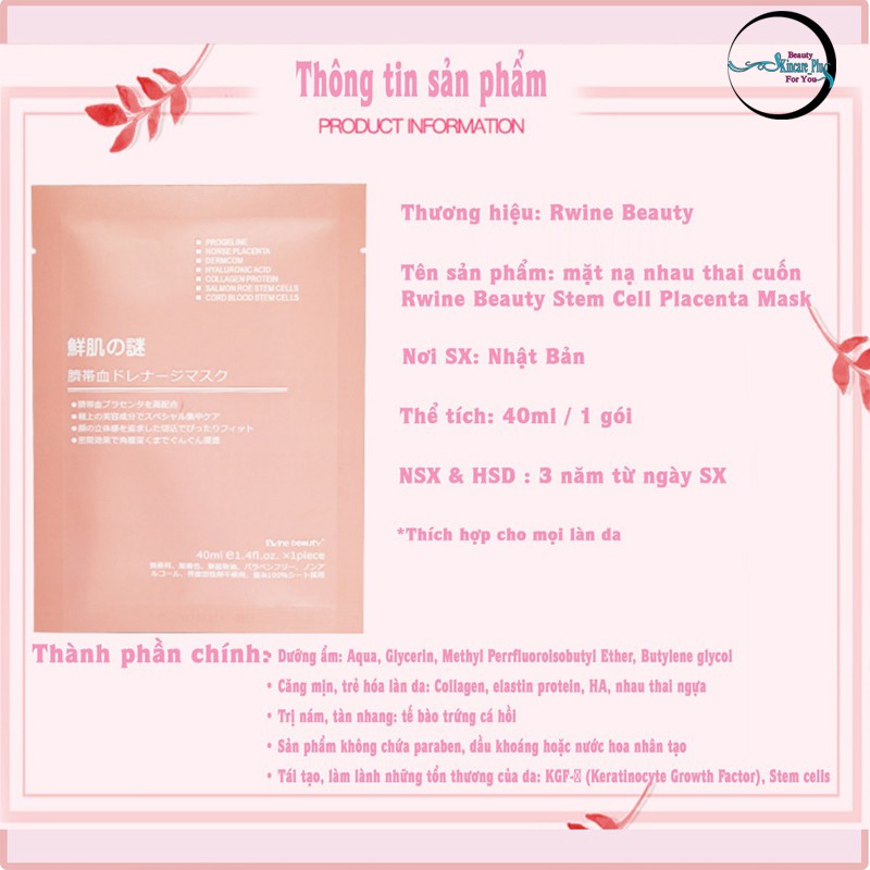 Hộp 50 miếng mặt nạ nhau thai cừu/ Mặt Nạ Rwine Beauty Stem Cell Placenta Mask Nhật Bản | BigBuy360 - bigbuy360.vn