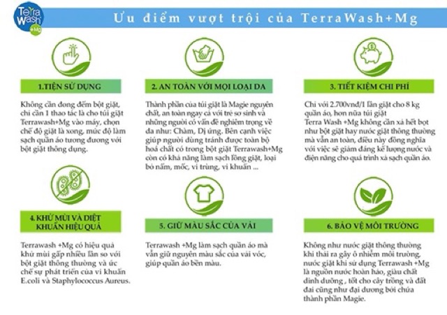 <Chính hãng> Túi giặt Terra wash 125gr (túi giặt thông minh, túi giặt magie