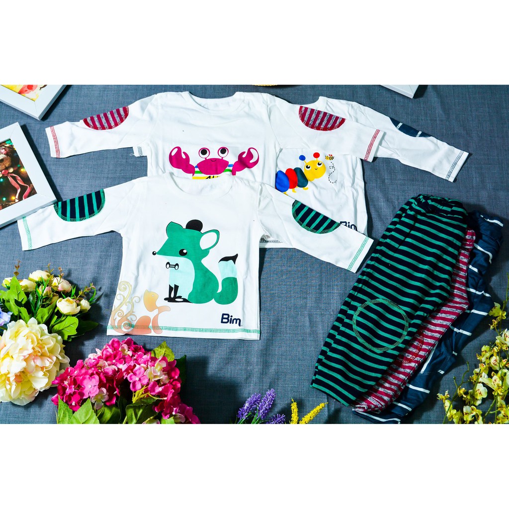 Set 3 Bộ Bé trai/Bé gái Cotton thun dày tay dài