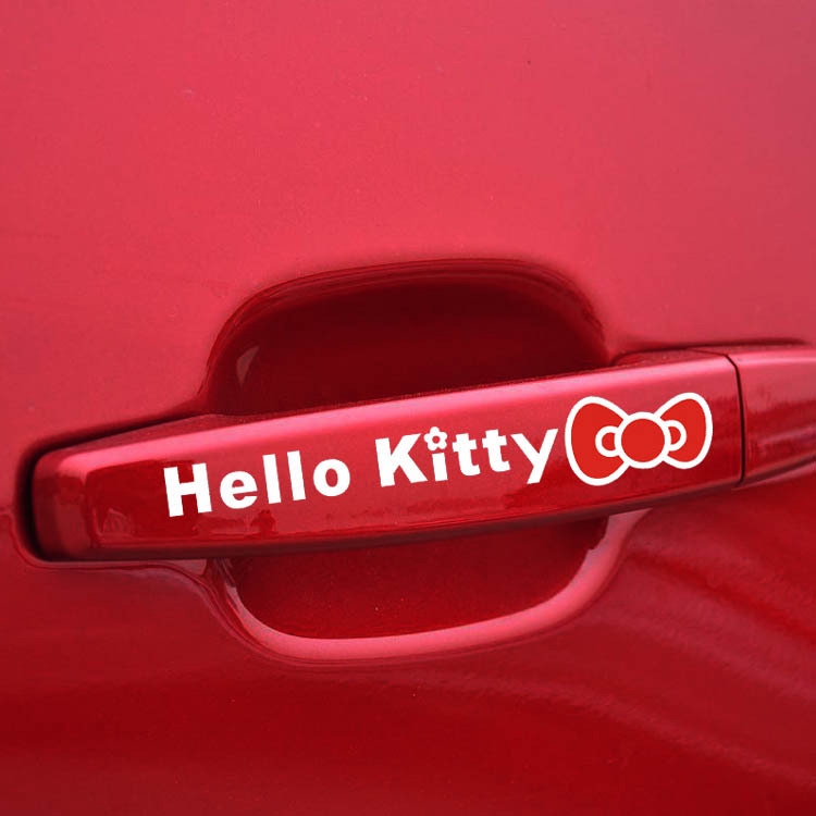 Bộ 4 sticker dán trang trí tay nắm cửa xe hơi hình hello kitty xinh xắn