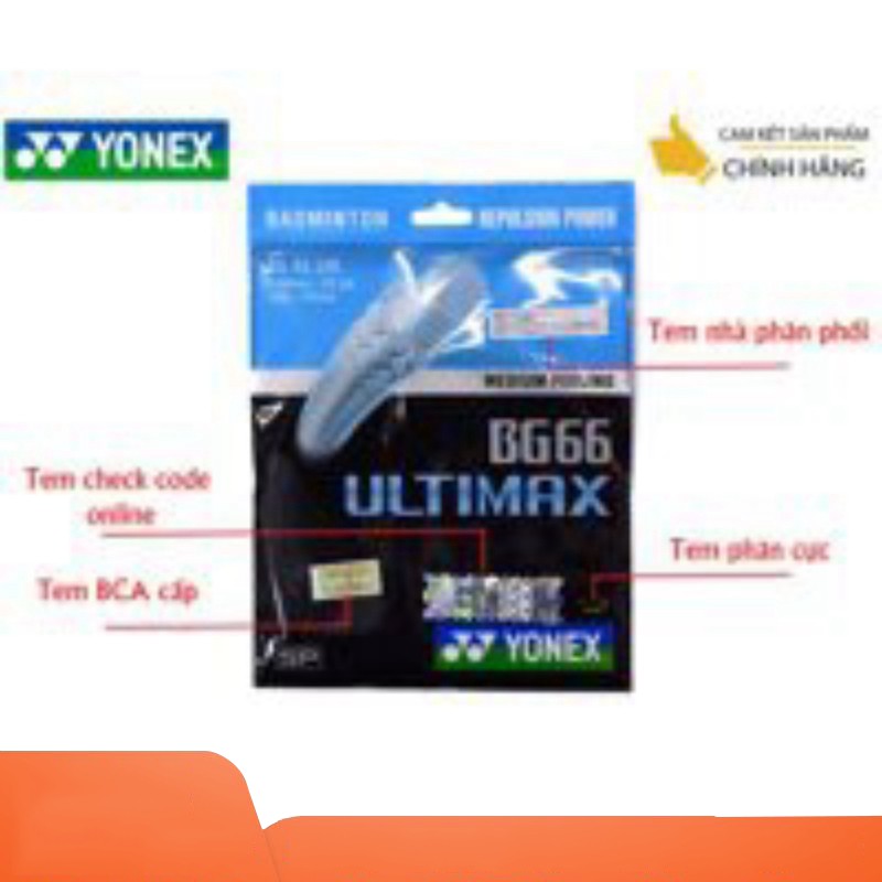 &lt;YONEX BG 66 UTIMAX&gt; DÂY CƯỚC CĂNG VỢT YONEX BG 66 UTIMAX đủ 3 TEM CHÍNH HÃNG- Nhà phân phối chính hãng- Sport Huế