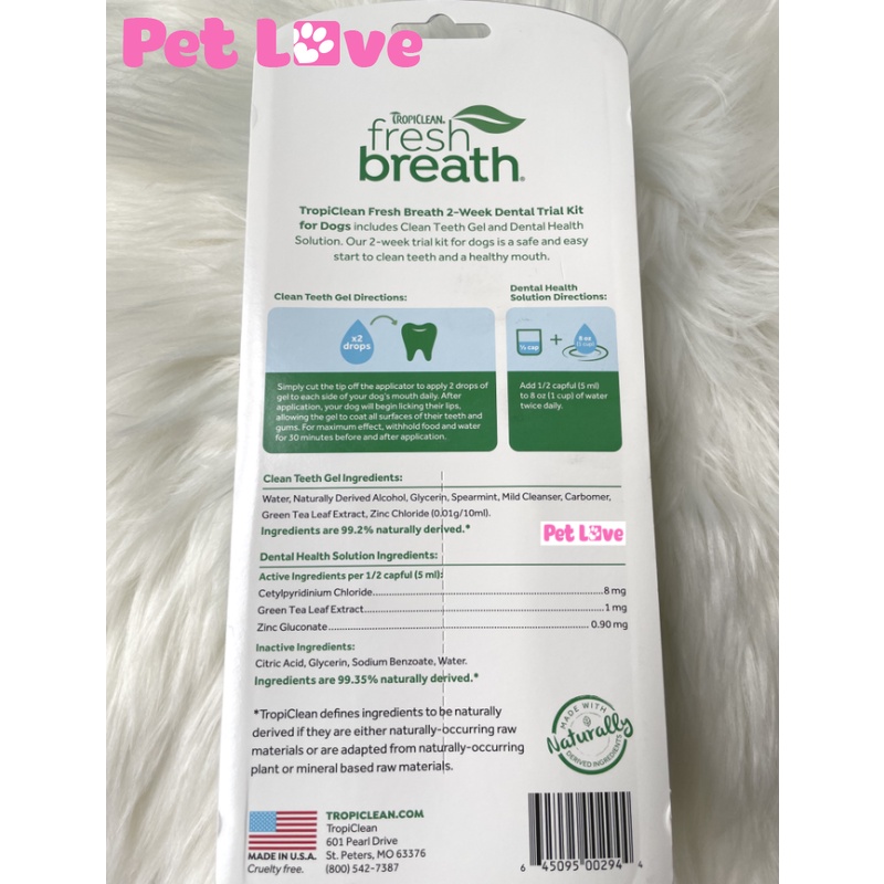 Combo vệ sinh răng miệng chó, giảm mùi hôi, mảng bám (TropiClean, Mỹ)