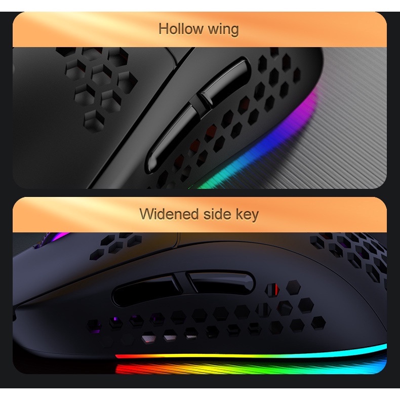 Chuột máy tính, chuột gaming có dây vi tính laptop FreeWolf M8 đèn LED RGB cho game thủ văn phòng - RUTEX Store