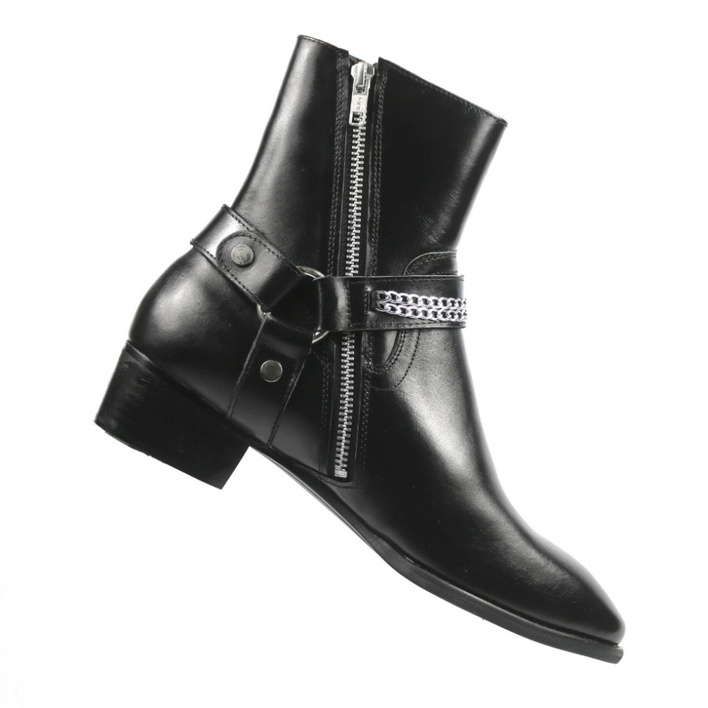 Harness Boots cao cổ thời trang nam chất liệu da bò đế gỗ độn 4.5cm | BigBuy360 - bigbuy360.vn