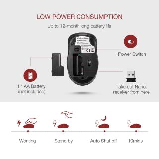VICTSING 2.4G Mobile Wireless Mouse 5 Adjustable DPI Levels With USB Receive