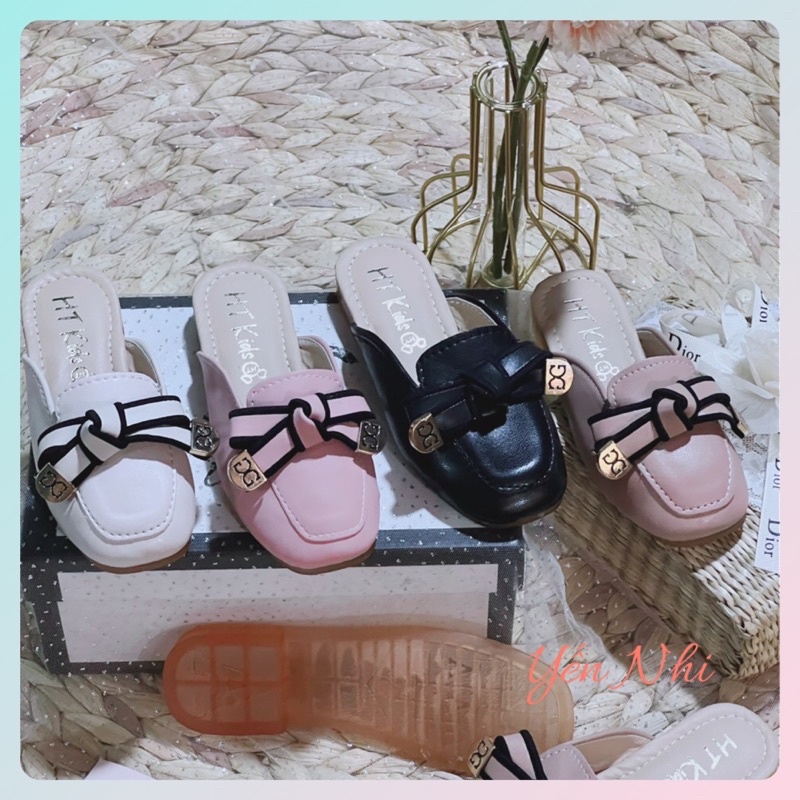 Giày sục cho bé,Sục nơ ấu da Pu mềm phong cách Hàn Quốc bé gái 2-10 tuổi