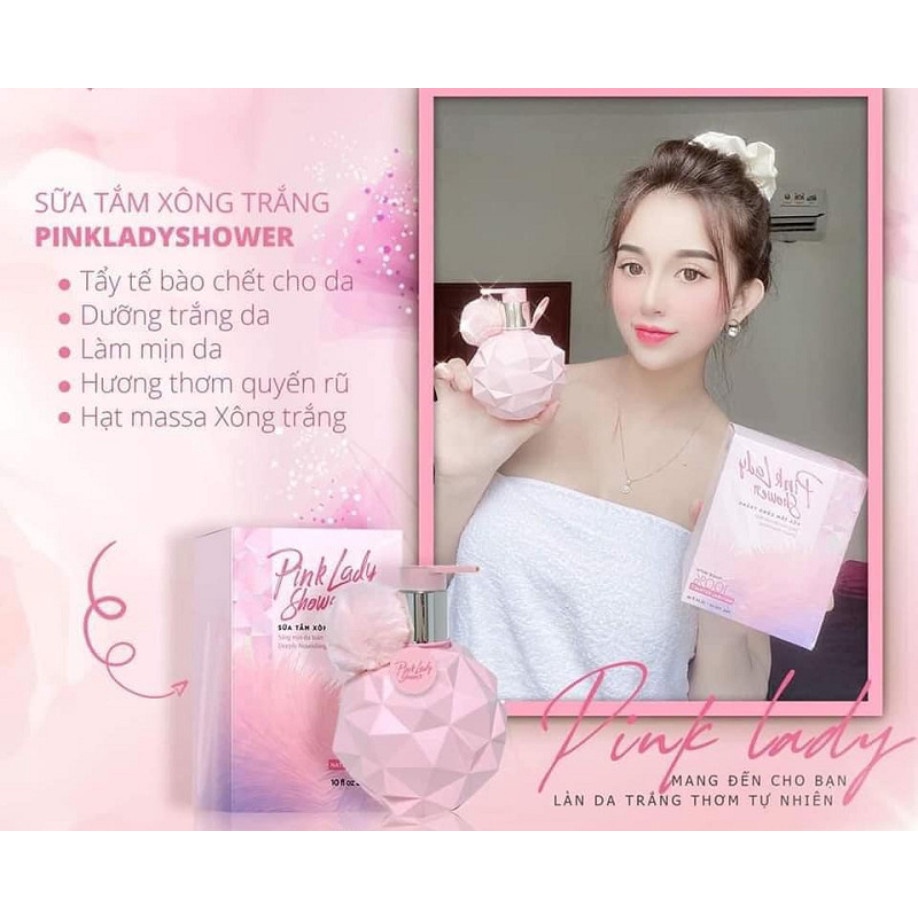 Sữa tắm xông trắng Pink Lady hương nước hoa dưỡng trắng da màu hồng Golmon