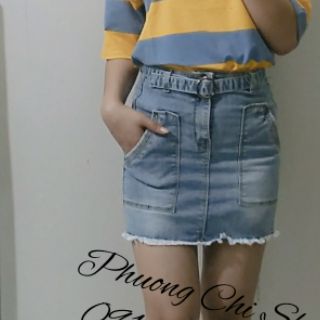 Áo phông form rộng kẻ ngang