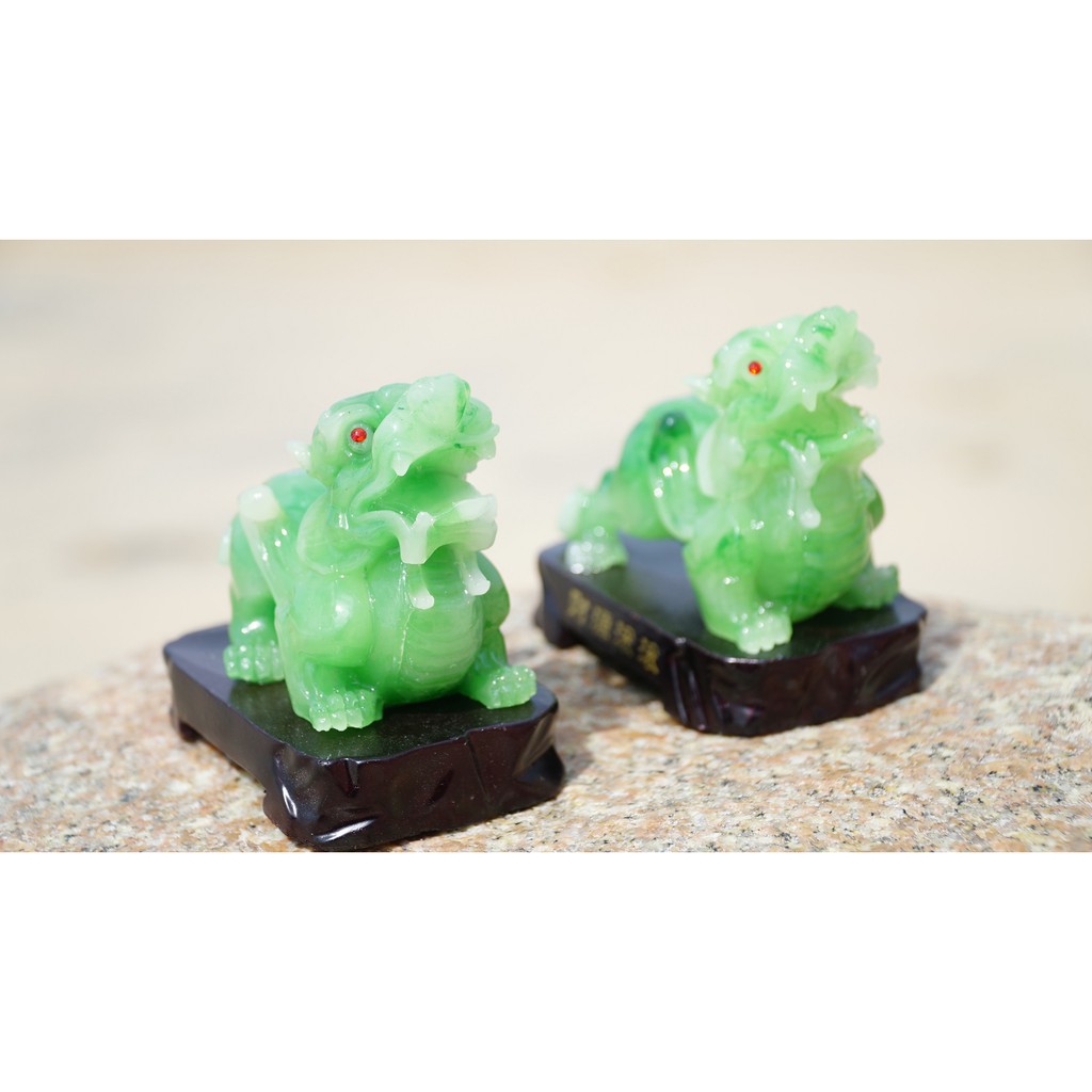 Cặp tượng Tỳ Hưu xanh ngọc phong thủy tài lộc - Cao 10cm | BigBuy360 - bigbuy360.vn