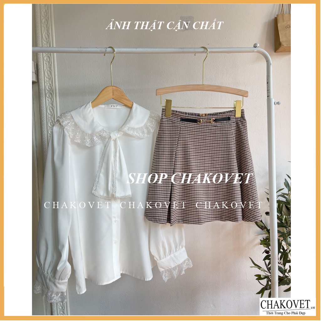 Áo sơ mi nữ dài tay màu trắng CKA870, áo kiểu nữ bánh bèo tay bồng cổ tròn thắt nơ phong cách hàn quốc mặc đi làm đi học | BigBuy360 - bigbuy360.vn