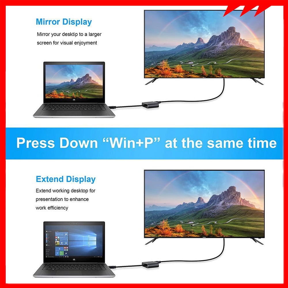 Bộ ChuyểN ĐổI Mở RộNg MặT Gương USB 3.0 2.0 Sang HDMI 4K VGA 1080P 3.5mm HDTV