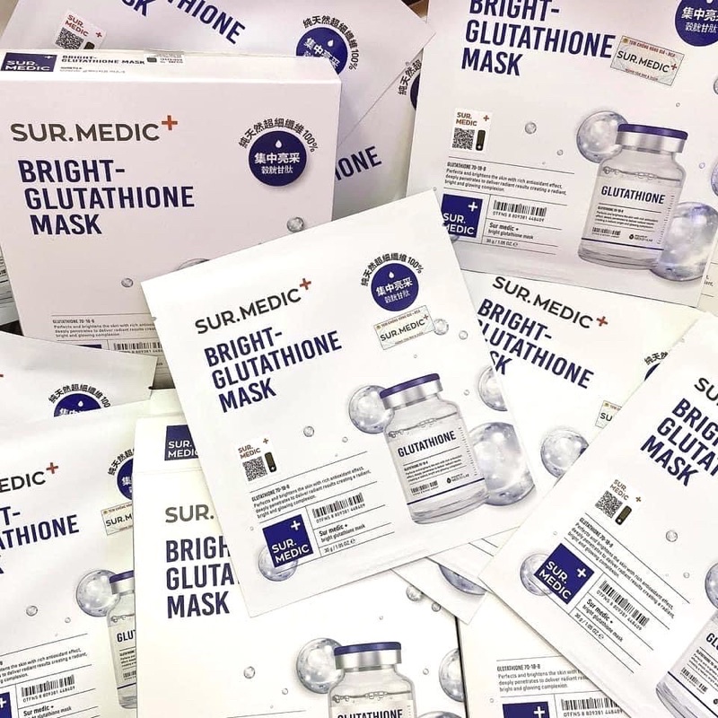 Mặt Nạ Siêu Dưỡng Trắng Căng Bóng Sur.Medic Bright Glutathione Mask Hộp 10 Miếng