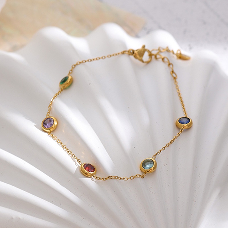Vòng tay thép titan mạ vàng 18K nhiều màu sắc thiết kế dạng xích thời trang làm quà tặng cho nữ