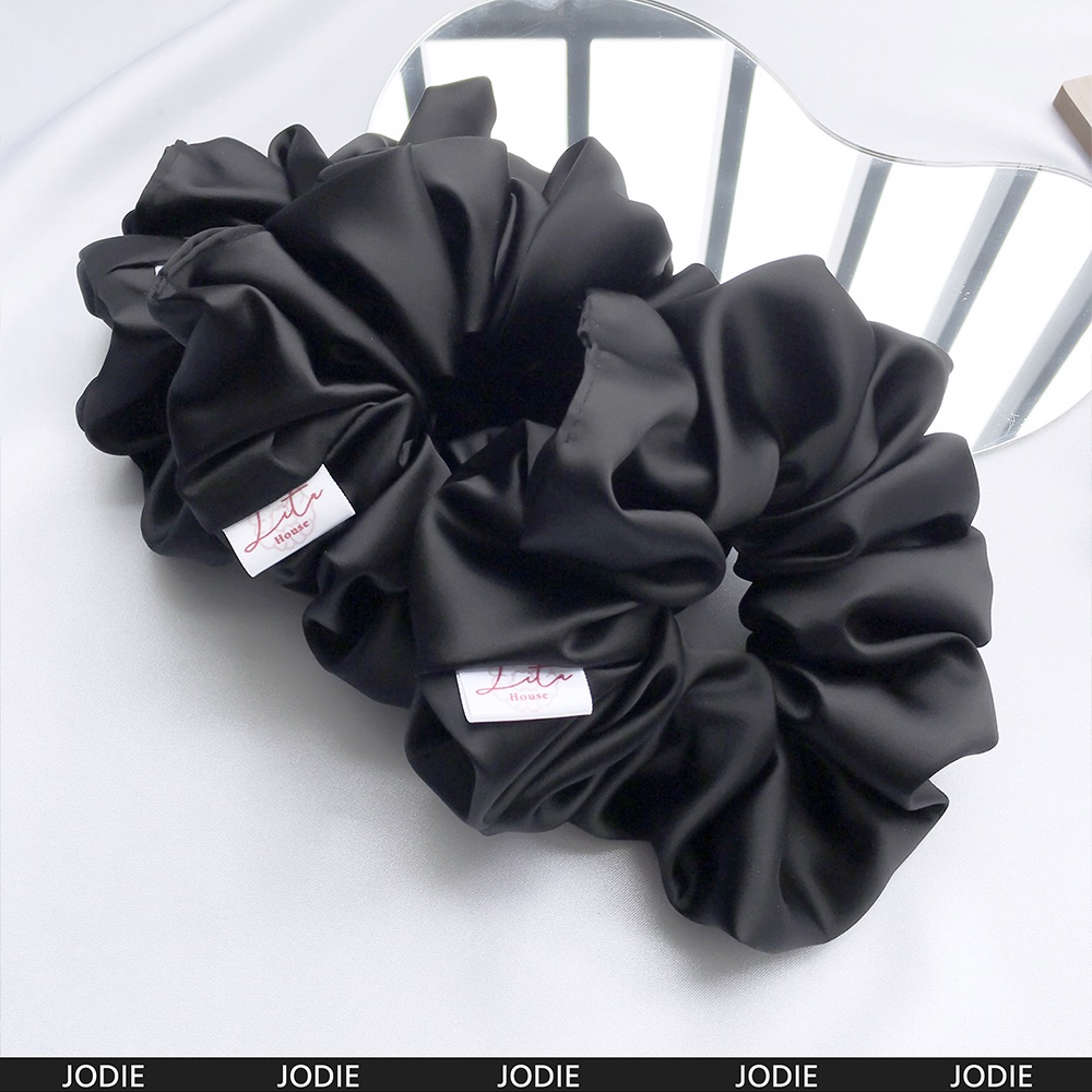 JODIE - Dây chun buộc tóc Satin Scrunchies Handmade I BLACK