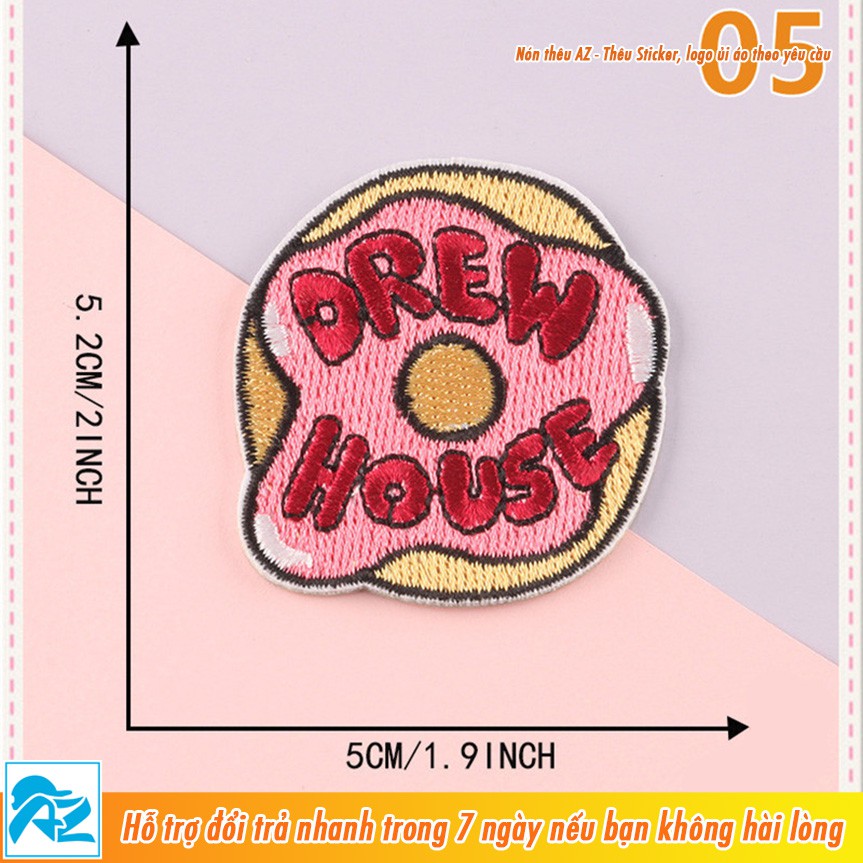 Patch vải thêu hình drew house - Sticker Logo ủi quần áo balo S152