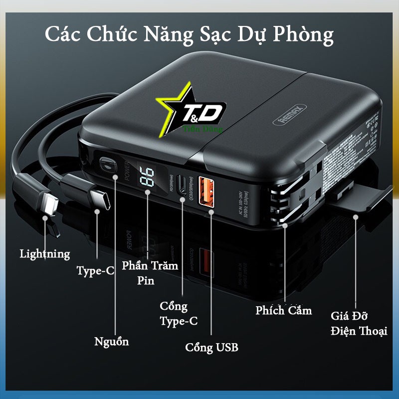 Remax RPP-20 Sạc dự phòng remax RPP-20 dung lượng 15.000mAh - Cốc sạc kiêm pin dự phòng hỗ trợ sạc nhanh 18w cắm điện