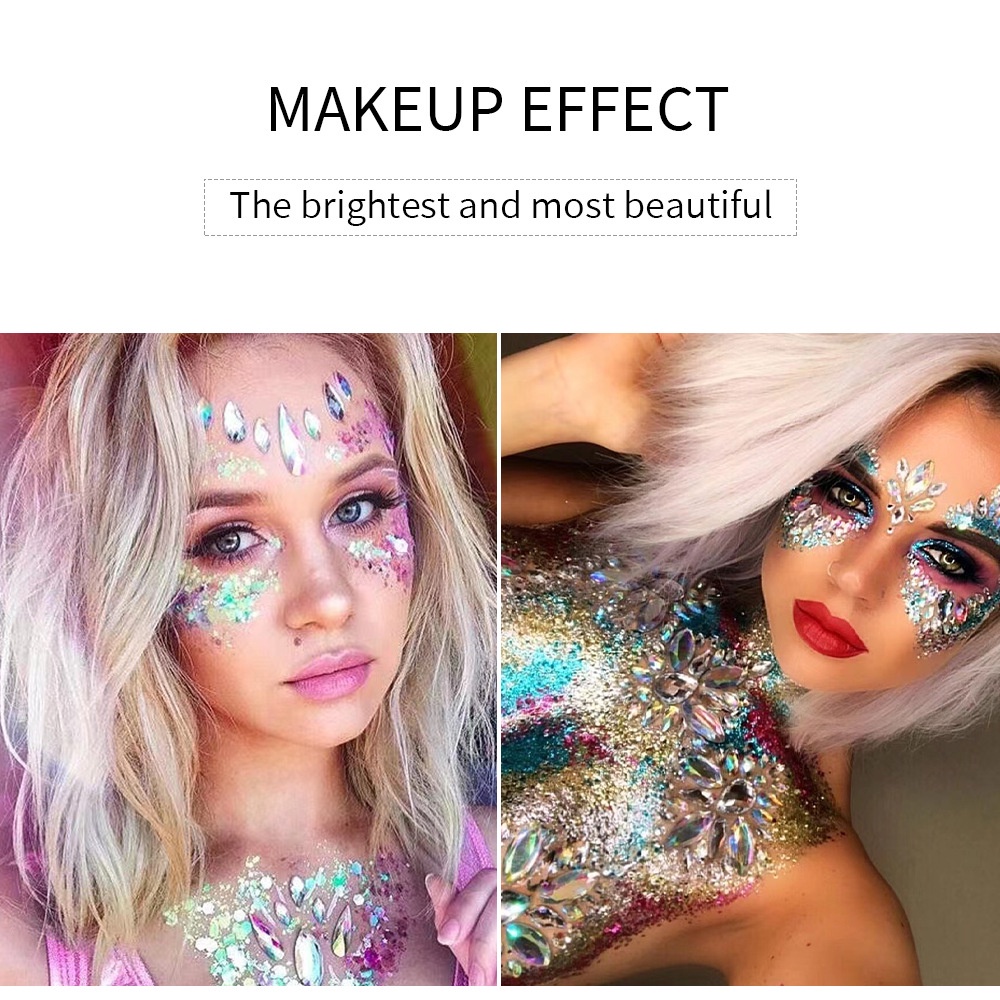 Bộ Miếng Dán Trang Trí Mặt / Cơ Thể Đính Đá Lấp Lánh Xinh Xắn