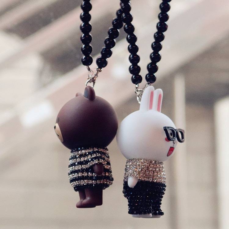 Automobile Hanging Ornament Cartoon Cute Rearview Mirror Hangings Brown Bear Cony Rabbit Car Pendant Car Accessories Supplies MiGB
