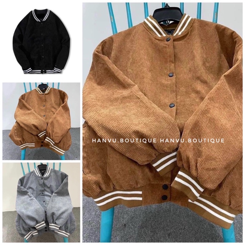 Áo Boomber nhung lót dù đơn giản nam/ nữ kèm ảnh thật tại shop