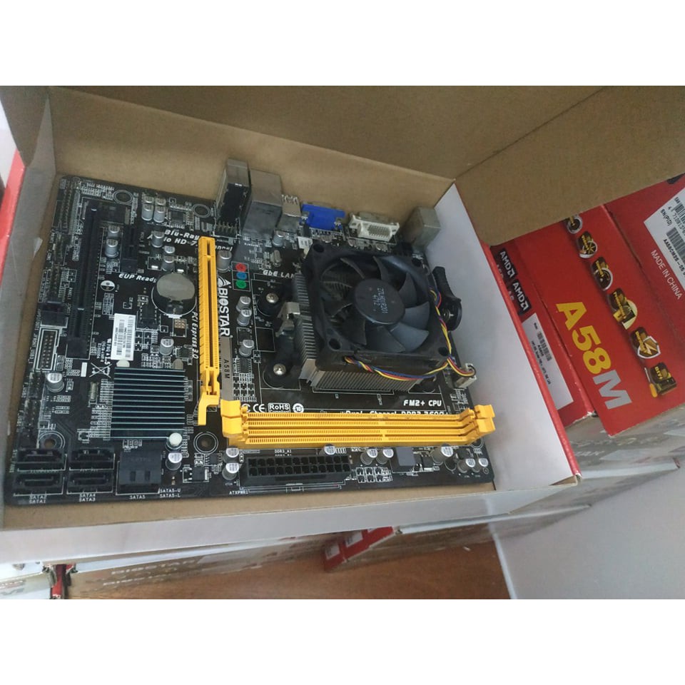 Main AMD , Mainboard socket FM2 , FM2+  BIOSTAR A58M V6.3 full tụ nhôm , bo mạch chủ AMD thanh lý