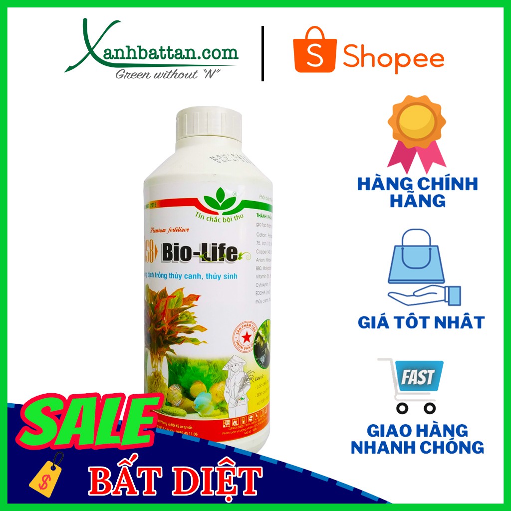 Dung Dịch Thủy Canh Biolife Trồng Rau Thủy Canh, Trồng Cây Thủy Sinh Chai 1 Lít