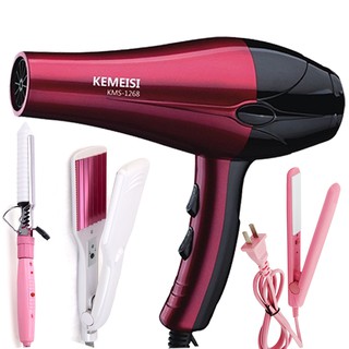 Máy sấy tóc 2 chiều kemesi+ máy dập xù bản to treeson+ máy xoăn trục sứ+ máy là tóc mini