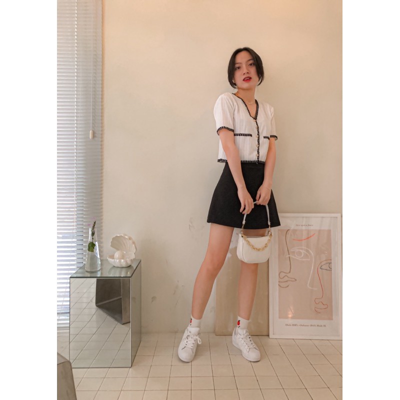 [Mã 151FASHIONSALE1 giảm 10K đơn 50K] Áo croptop kiểu form suông chanh sảẢnh thật 100%