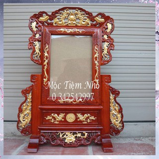 Khung ảnh bàn thờ tứ linh rát vang gỗ hương 2 cỡ hình thờ