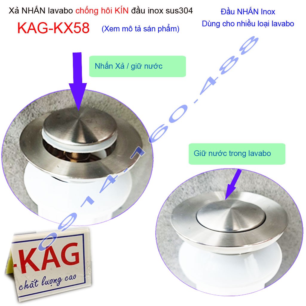 Xả nhấn tay lavabo KAG-KX58 chống trào ngược ngăn mùi hôi, bộ xả chậu rửa mặt thoát nước nhanh co bẻ ( xả ruột gà nhựa)