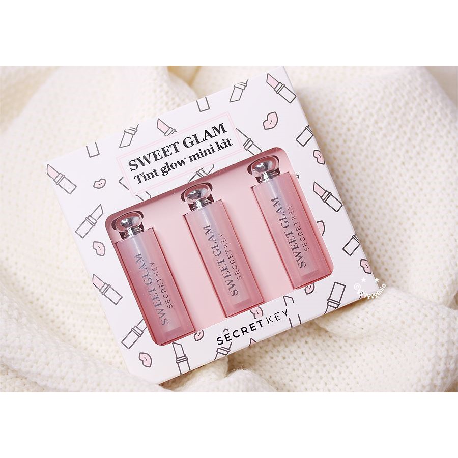 Set 3 son dưỡng môi có màu Secret Key Sweet Glam Tint Glow Mini Kit