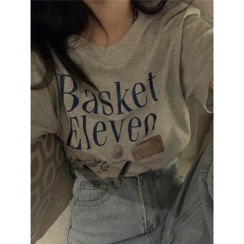 Áo Thun Cotton Nguyên Chất Cổ Tròn Dáng Rộng In Chữ 50494