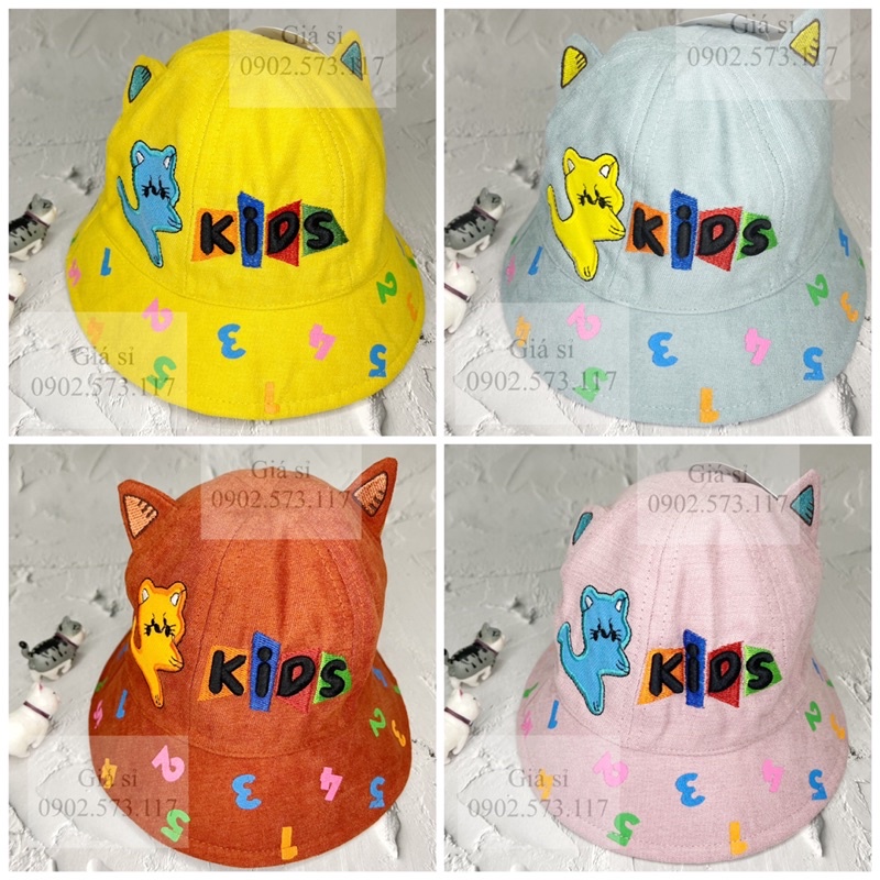 Nón bucket thêu KIDS dành cho bé dưới 3 tuổi