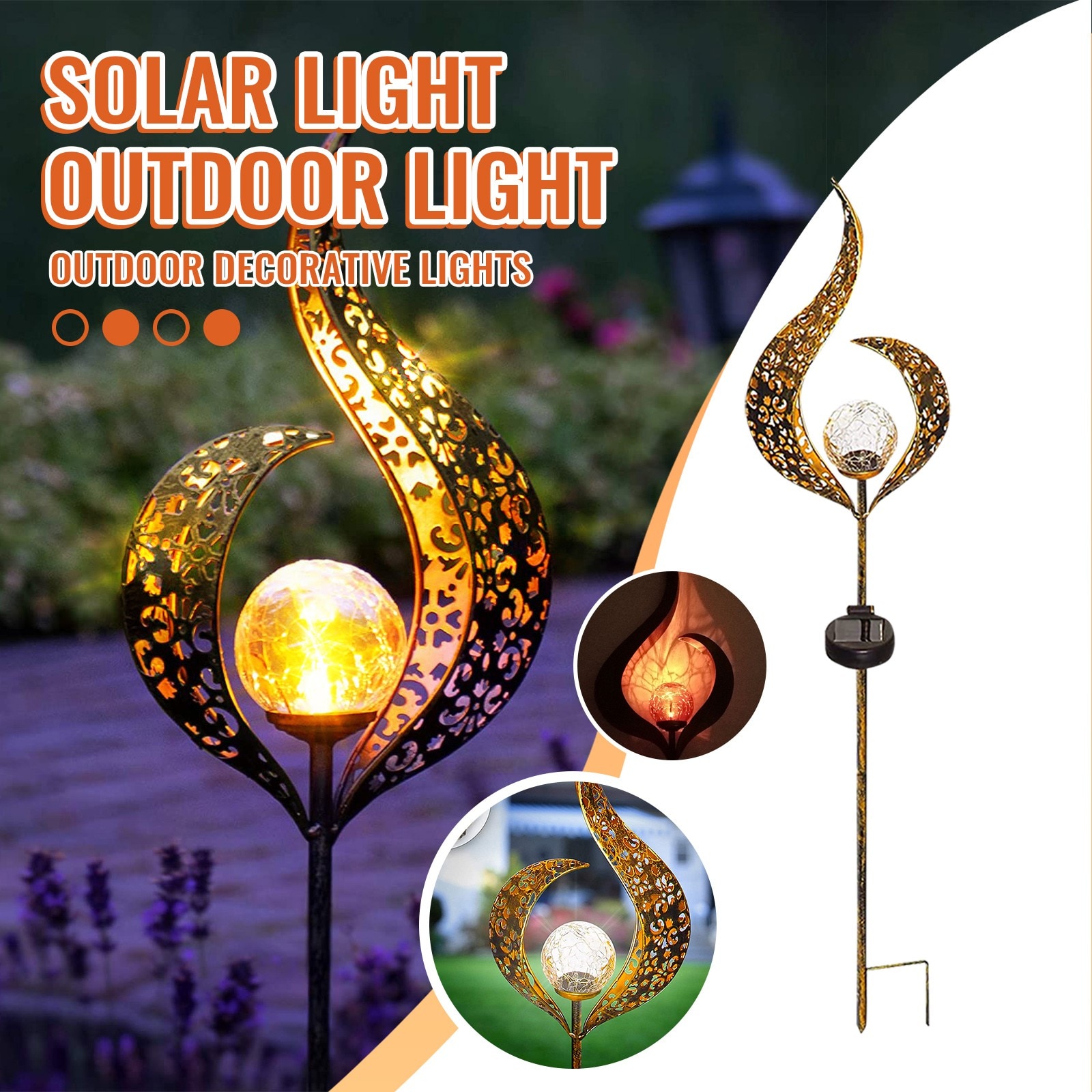 Solar Led Flame Light Sun Moon Garden Metal Hollow Projection Lamp For Outdoor Distinctive Decoration Solar Lawn Lampu