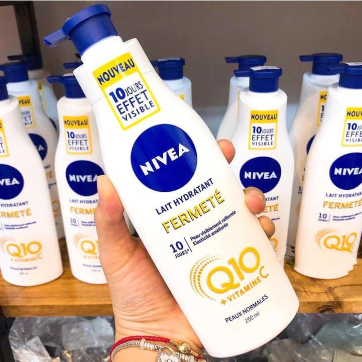 NIVEA Lait Hydratant Fermete Q10+Vitamin C - Sữa Dưỡng Thể Cấp Ẩm, Săn Chắc Da Với Co-Enzyme Q10 & Vitamin C 250ml