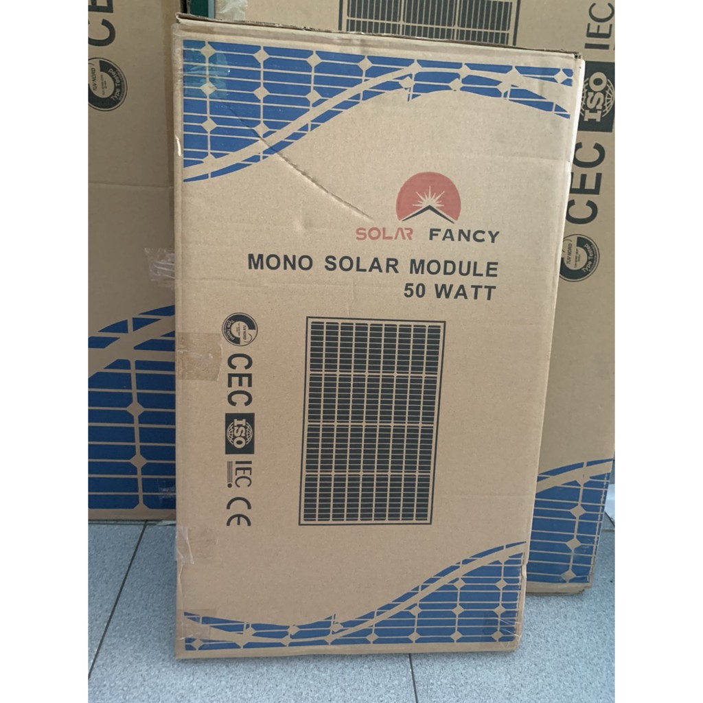 TẤM PIN NĂNG LƯỢNG MẶT TRỜI MỚI 9bb MONO 50W HÀNG CHÍNH HÃNG SOLARFANCY(được tặng Jack mc4))